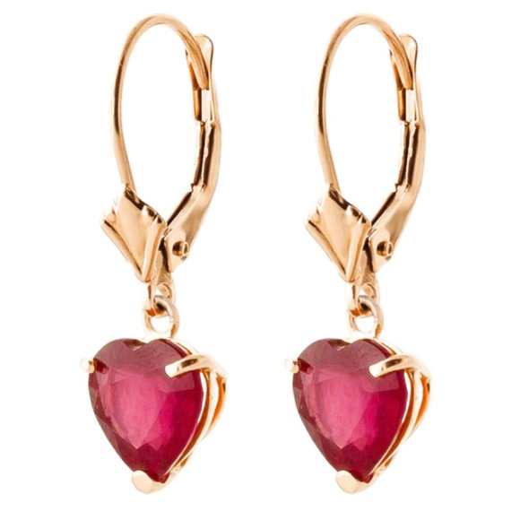 14K.SOLID GOLD LEVERBACK EARRING WITH RUBIES - Picture 3 of 7